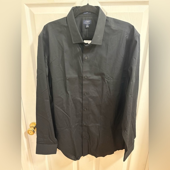 J Crew factory wrinkle free black men’s dress shirt, size 17 to 17.5, NWT - Picture 2 of 8